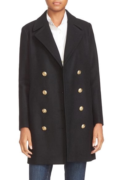FRAME Double Breasted Wool Coat Noir