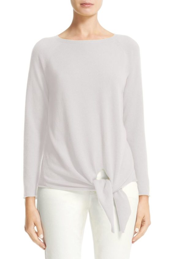 Fabiana Filippi Tie Front Cashmere Sweater Grey tie front tops winter
