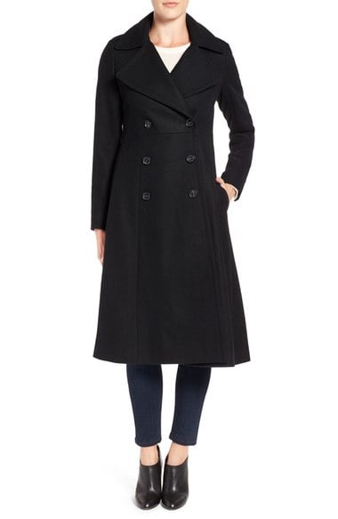 French Connection Long Wool Blend Coat Black double breasted coats