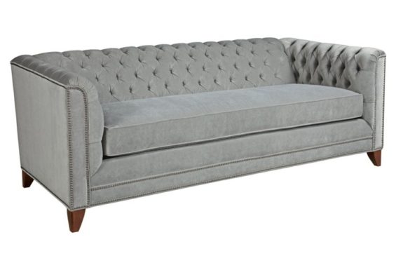 Kristin Drohan Collection Chip 80" Chesterfield, Slate Gray Velvet chesterfield sofas