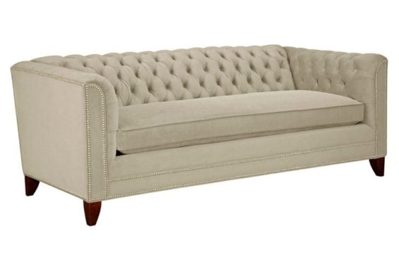 Kristin Drohan Collection Chip 80" Velvet Chesterfield Sofa, Pearl velvet chesterfield sofas 