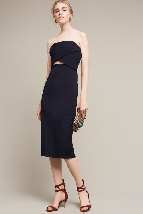 ML Monique Lhuillier Rome Strapless Cutout Dress Navy Blue anthropologie clothing sale
