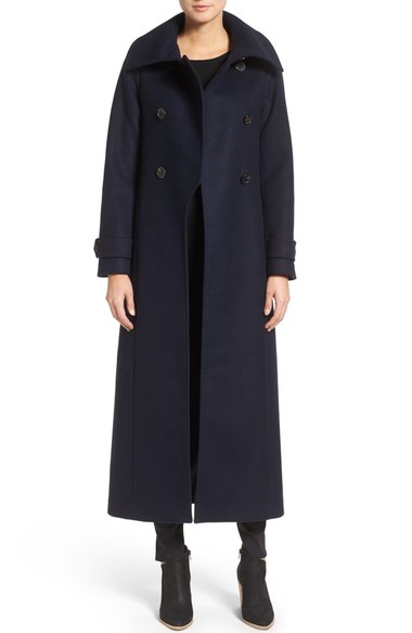 Mackage Double Breasted Military Maxi Coat Navy Blue