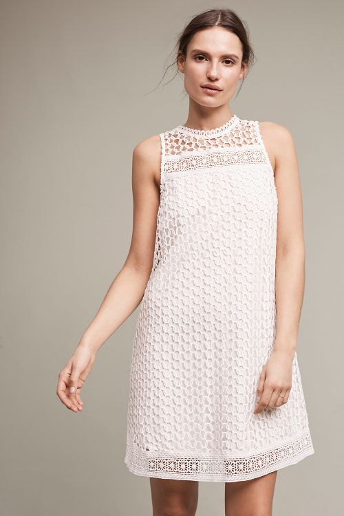 Maeve Snowscape Lace Swing Dress White Anthropologie clothing sale