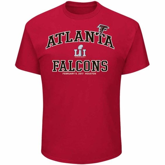 Majestic Atlanta Falcons Red Super Bowl LI Bound Heart & Soul Going to the Super Bowl T-Shirt