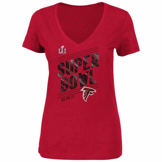 Majestic Atlanta Falcons Women's Red Super Bowl LI Bound Born to Rule T-Shirt