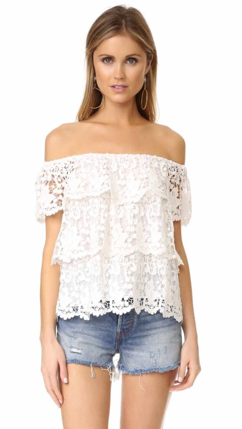 Miguelina Angelica Off the Shoulder Top White Lace off the shoulder tops winter 2017