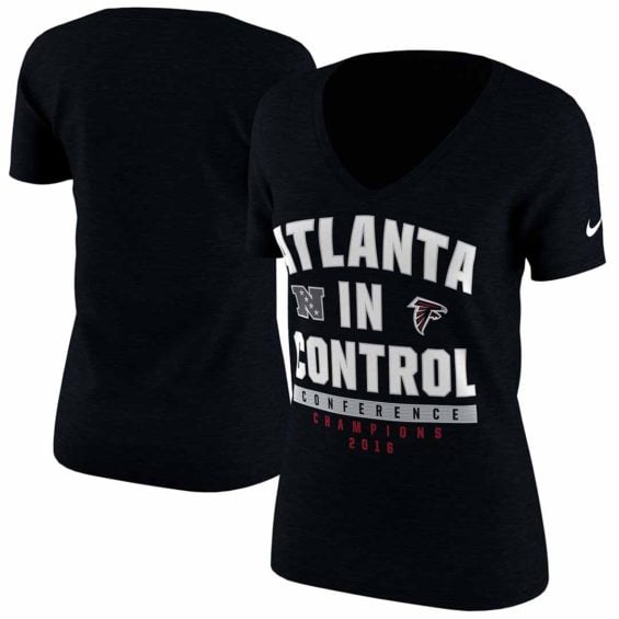 Nike Atlanta Falcons Women's Black 2016 NFC Conference Champions Atlanta In Control V-Neck T-Shirt 