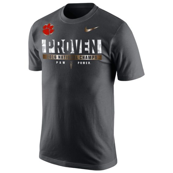 Nike Clemson Tigers Anthracite College Football Playoff 2016 National Champions Locker Room T-Shirt