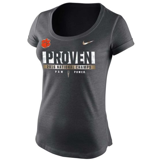 Nike Clemson Tigers Women's Anthracite College Football Playoff 2016 National Champions Locker Room T-Shirt