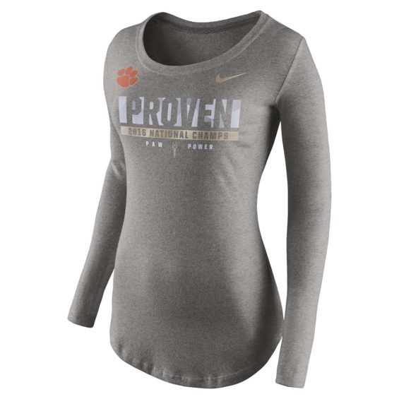 Nike Clemson Tigers Women's Heather Gray College Football Playoff 2016 National Champions Locker Room Long Sleeve T-Shirt