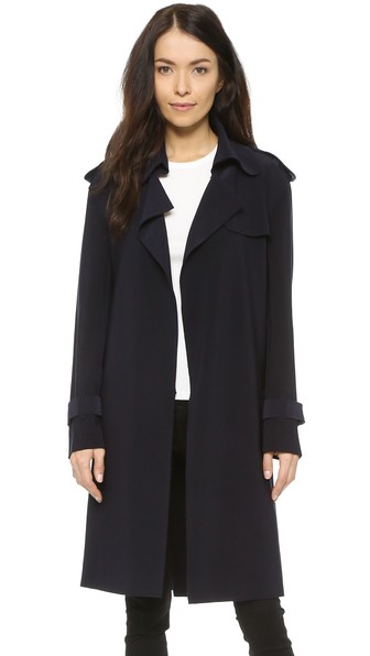 Norma Kamali Kamali Kulture Double Breasted Trench Coat Midnight