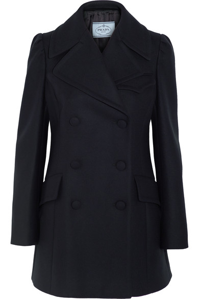 PRADA Double-breasted wool-blend felt peacoat navy