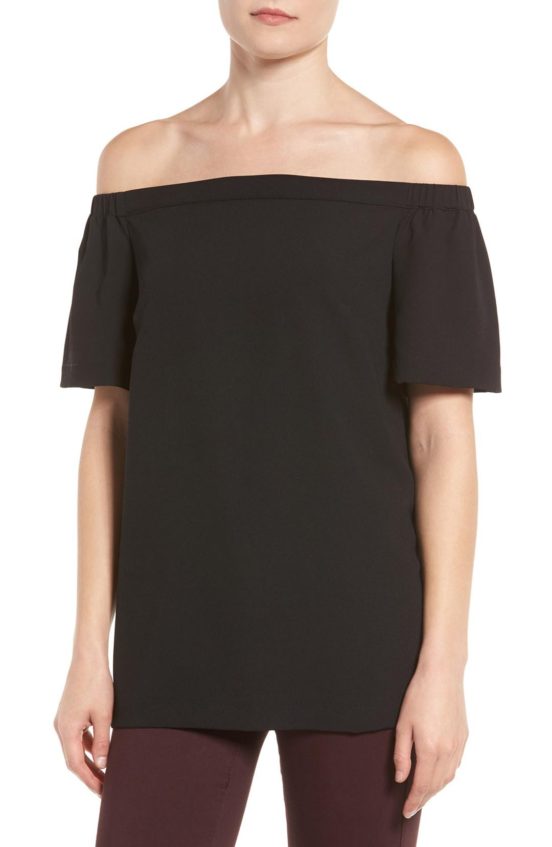 Pleione Off the Shoulder Blouse (Regular & Petite) Black