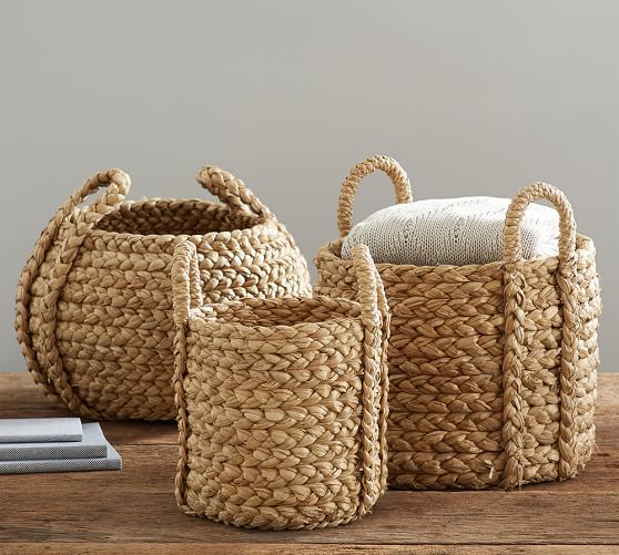 Pottery Barn BEACHCOMBER ROUND HANDLED BASKETS pottery barn baskets sale