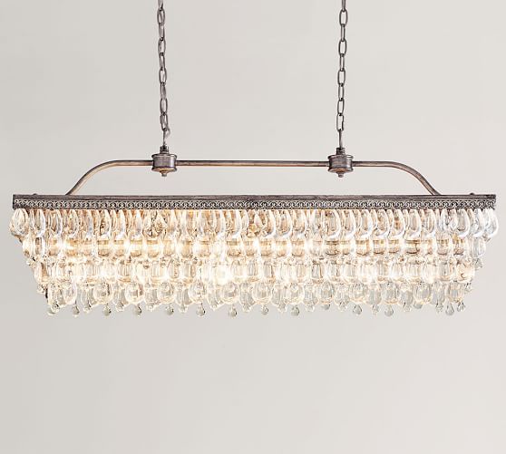 Pottery Barn CLARISSA CRYSTAL DROP RECTANGULAR CHANDELIER pottery barn stock Up & save sale