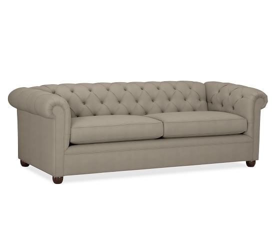 Pottery Barn Chesterfield Upholstered Grand Sofa Performance Everydayvelvet Carbon Gray velvet chesterfield sofas