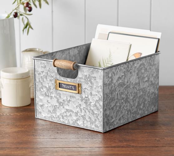 Pottery Barn GALVANIZED UTILITY STORAGE pottery barn baskets sale