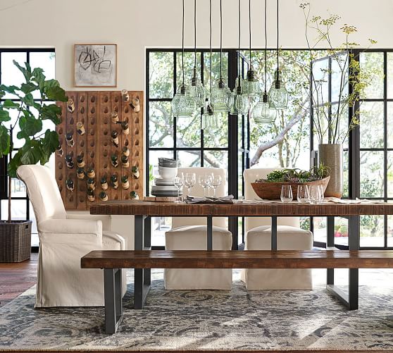 Pottery Barn GRIFFIN RECLAIMED WOOD STEEL FIXED DINING TABLE pottery barn 25 sale