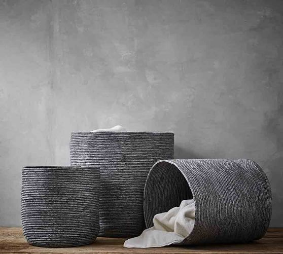 Pottery Barn KIEL ROPE WEAVE BASKETS - GRAY pottery barn baskets sale