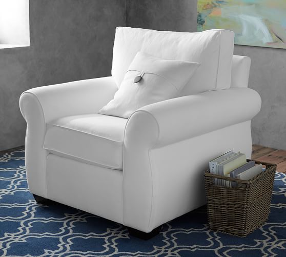 Pottery Barn PETITE PEARCE UPHOLSTERED ARMCHAIR pottery barn spring preview sale