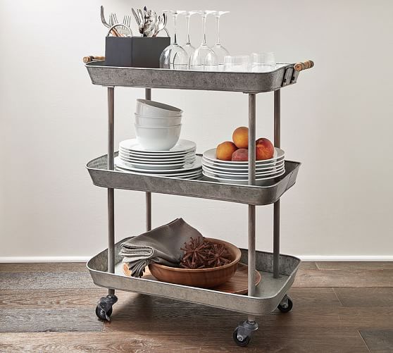 Pottery Barn RAINIER GALVANIZED STORAGE CART pottery barn 25% off sale