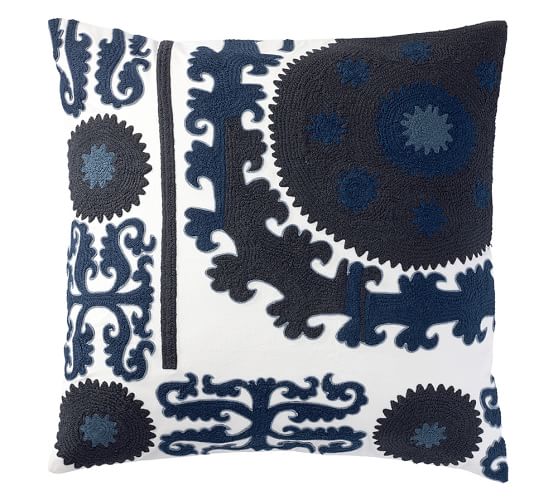 Pottery Barn SUZANI EMBROIDERED PILLOW COVER - INDIGO pottery barn stock up & save sale