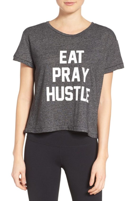 Private Party Eat Pray Hustle Tee Grey statement shirts for fitness lovers