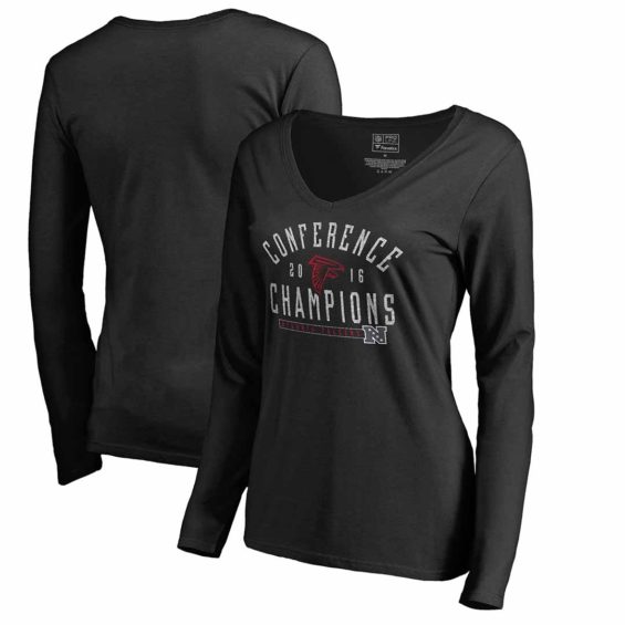 Pro Line by Fanatics Branded Atlanta Falcons Women's Black 2016 NFC Conference Champions Spectacle V-Neck Long Sleeve T-Shirt