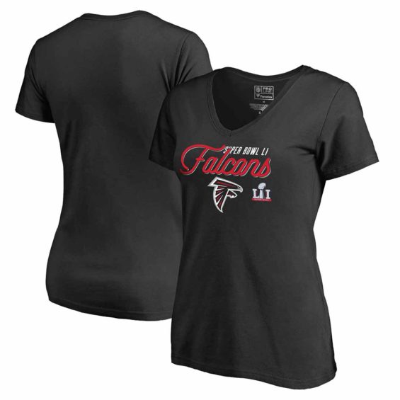 Pro Line by Fanatics Branded Atlanta Falcons Women's Black Super Bowl LI Bound Contender V-Neck T-Shirt
