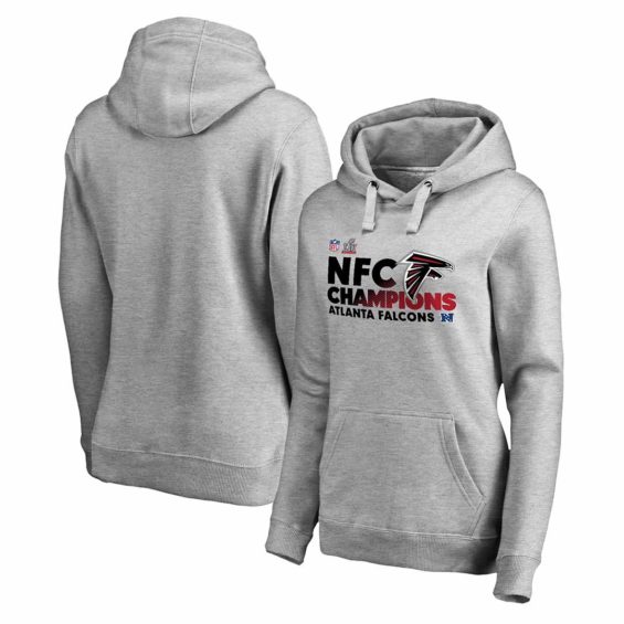 Pro Line by Fanatics Branded Atlanta Falcons Women's Heathered Gray 2016 NFC Conference Champions Trophy Collection Locker Room Pullover Hoodie