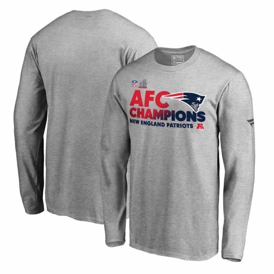 Pro Line by Fanatics Branded New England Patriots Heather Gray 2016 AFC Conference Champions Trophy Collection Locker Room Long Sleeve T-Shirt new england patriots 2016 afc champions
