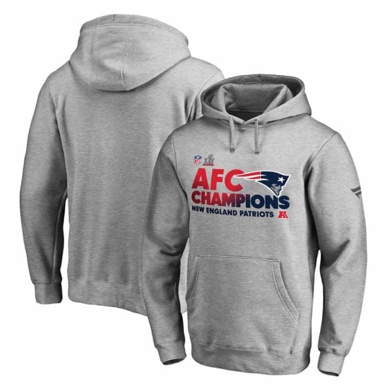 Pro Line by Fanatics Branded New England Patriots Heathered Gray 2016 AFC Conference Champions Trophy Collection Locker Room Pullover Hoodie