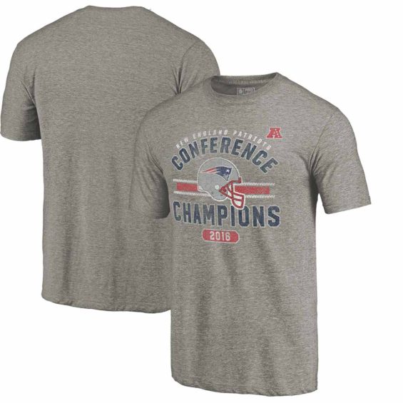 Pro Line by Fanatics Branded New England Patriots Heathered Gray 2016 AFC Conference Champions Vintage Snap Tri-Blend T-Shirt