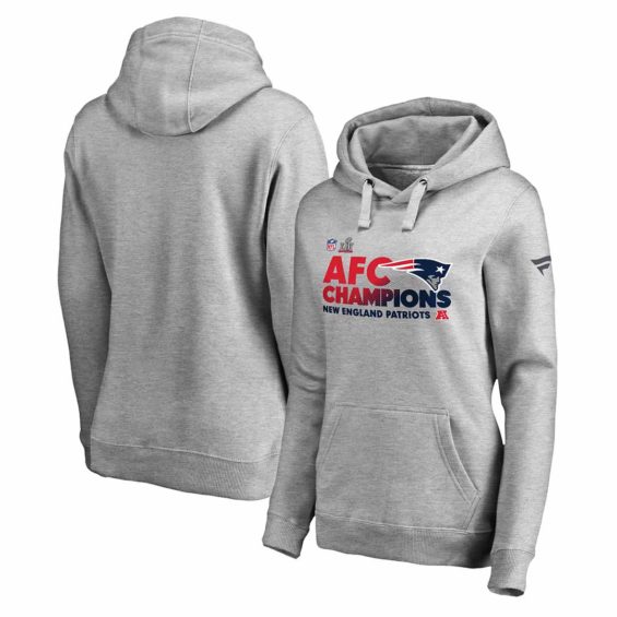 Pro Line by Fanatics Branded New England Patriots Women's Heathered Gray 2016 AFC Conference Champions Trophy Collection Locker Room Pullover Hoodie