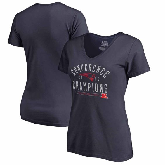 Pro Line by Fanatics Branded New England Patriots Women's Navy 2016 AFC Conference Champions Spectacle V-Neck T-Shirt