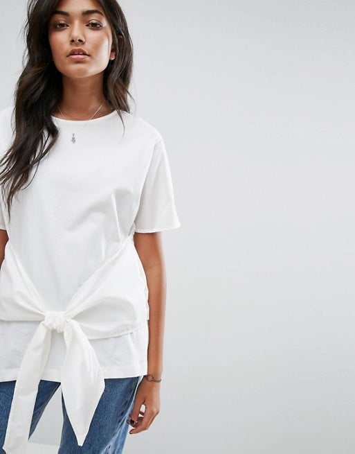 Pull&Bear Tie Front Top White