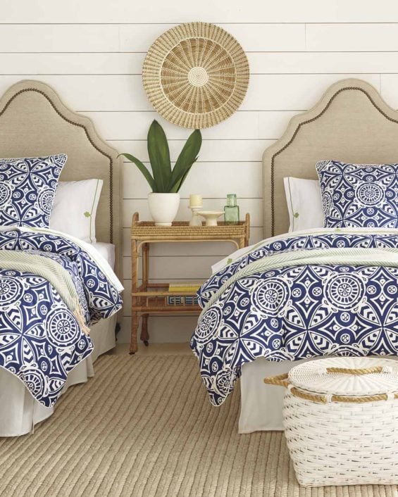 Serena & Lily Catalina Duvet Cover Blue White Medallion Scarf Print
