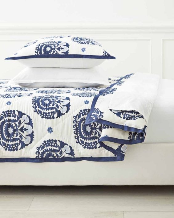 Serena & Lily Suzani Quilt Navy Blue serena & lily bedding sale