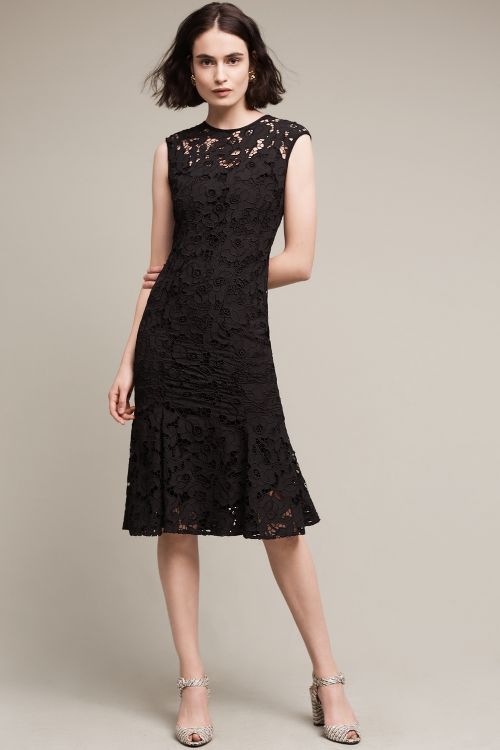 Shoshanna Annella Lace Trumpet Dress Black anthropologie clothing sale