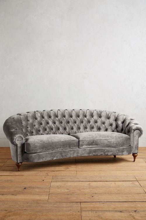 Slub Velvet Cadwyn Chesterfield Sofa Slate velvet chesterfield sofas 
