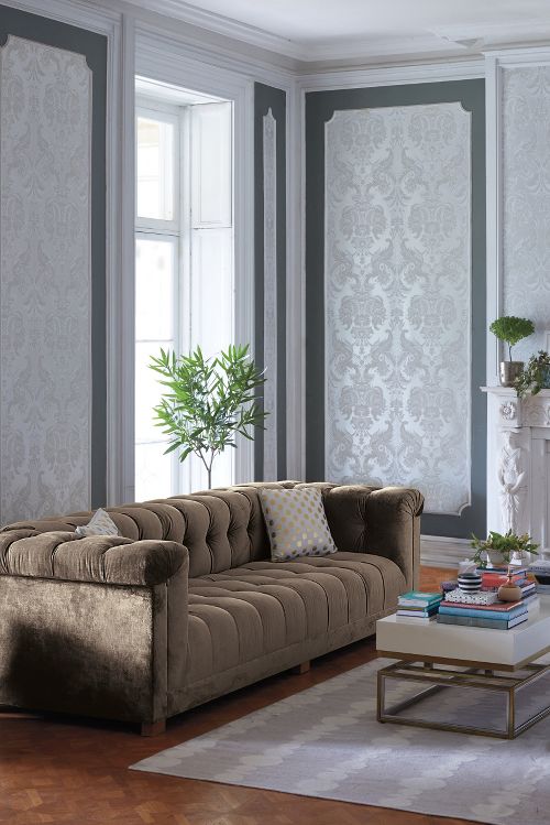 Slub Velvet Kettleby Chesterfield Sofa Taupe