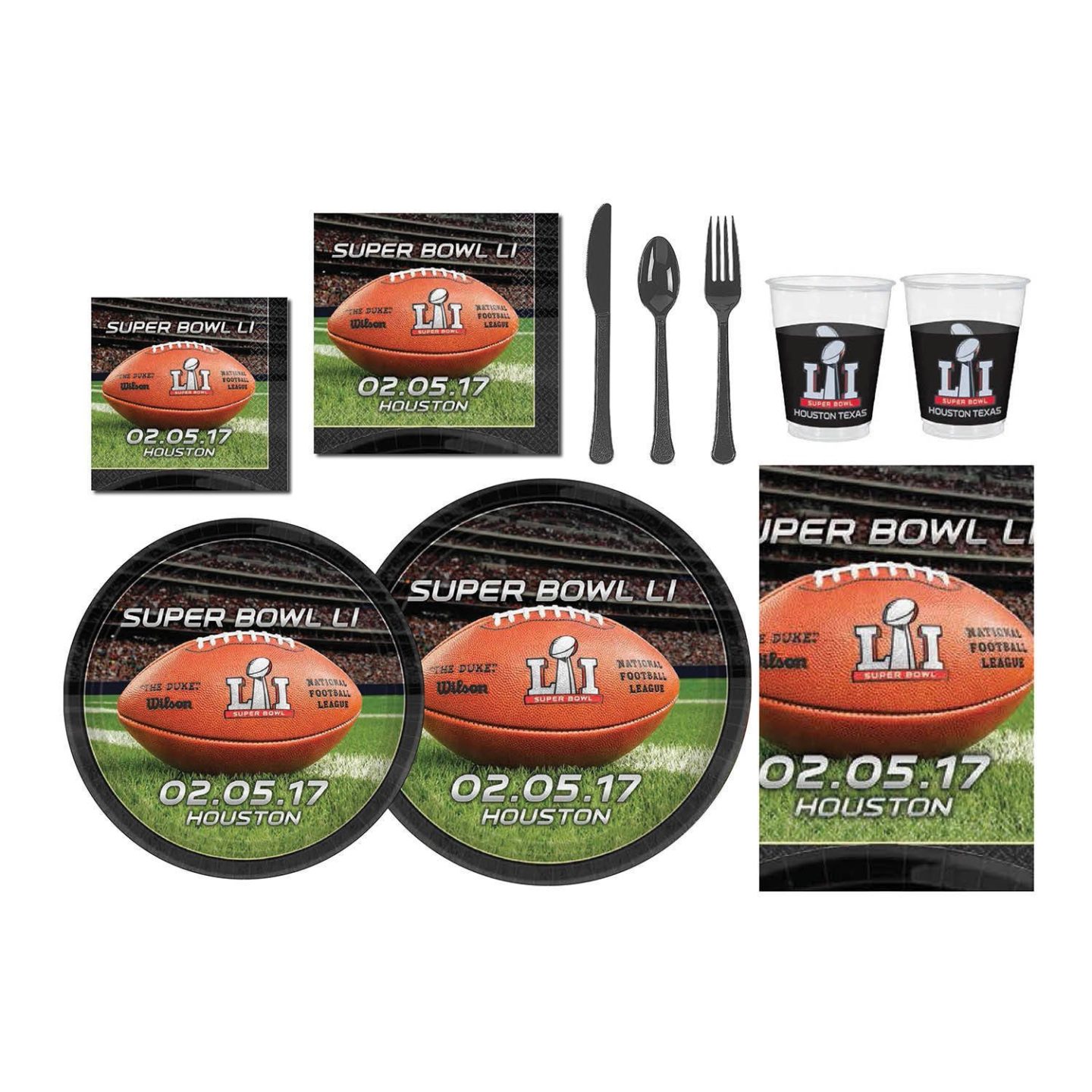 Super Bowl LI Deluxe Party Kit for 24 Guests Super Bowl 51 Party Pack Bundle