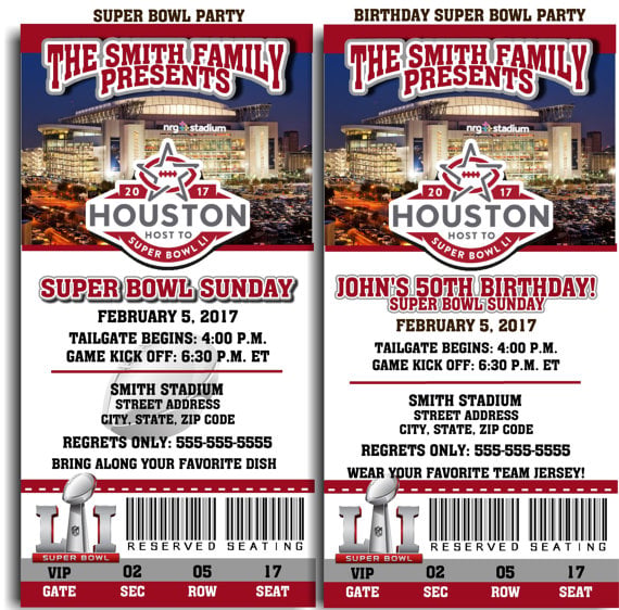 Super Bowl LI party printable Invitations By QTPIEWRAPPERS