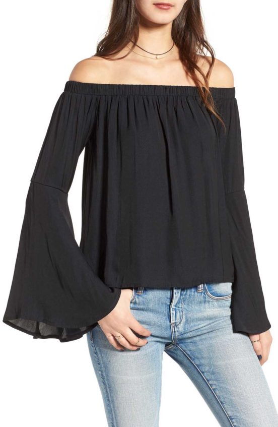 Ten Sixty Sherman Off the Shoulder Top Bell Sleeves Black