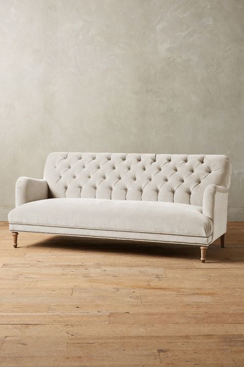 Velvet Orianna Chesterfield Sofa Nailhead Trim Snow velvet chesterfield sofas