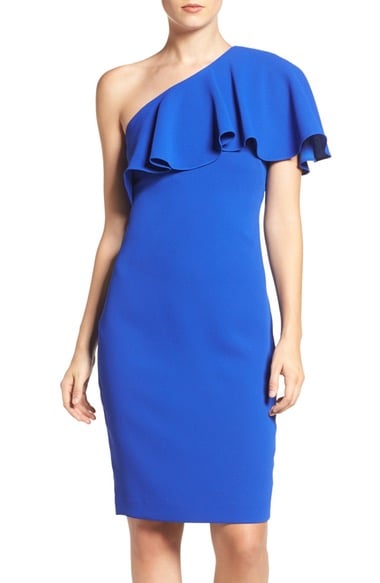 Vince Camuto One-Shoulder Ruffle Dress (Regular & Petite) Cobalt Blue ruffle sleeve dresses