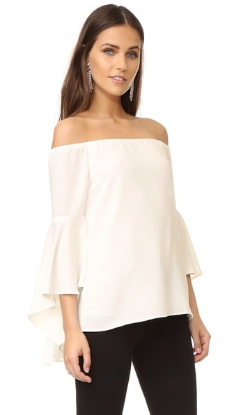 WAYF Sundown Off Shoulder Bell Sleeve Top Ivory