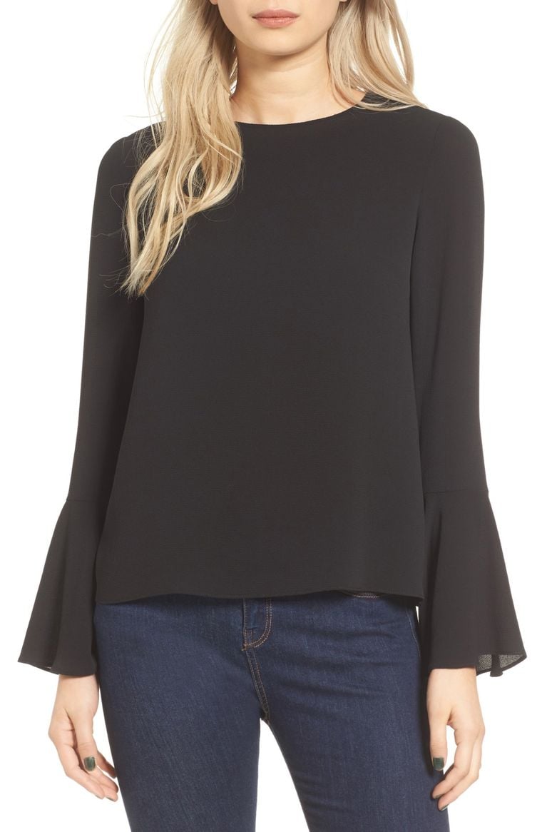 Wayf Winning Hand Bell Sleeve Top Black
