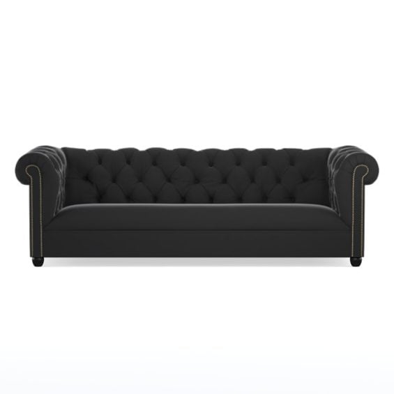 Williams Sonoma Home Bond Chesterfield Luxe Velvet, Dark Grey, Grade D velvet chesterfield sofas